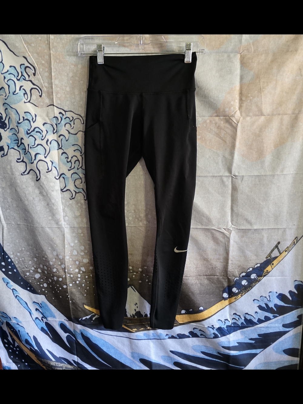 Nike Black High-Waist Running Tights with Swoosh